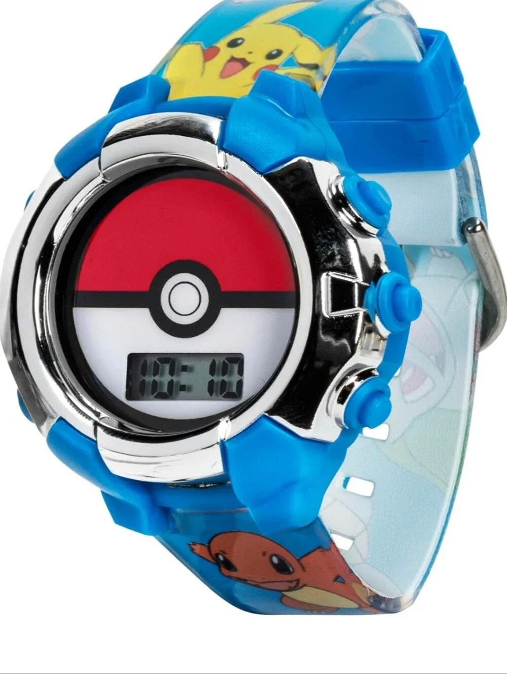 Kids Flashing LCD Watch - Blue Pikachu & Charmander Design